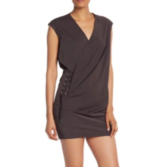 Allsaints Aures side laced slouchy black dress - Picture 4 of 13